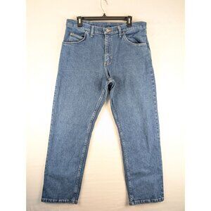 Wrangler Jeans Mens 34x30 Blue Straight Leg Denim
